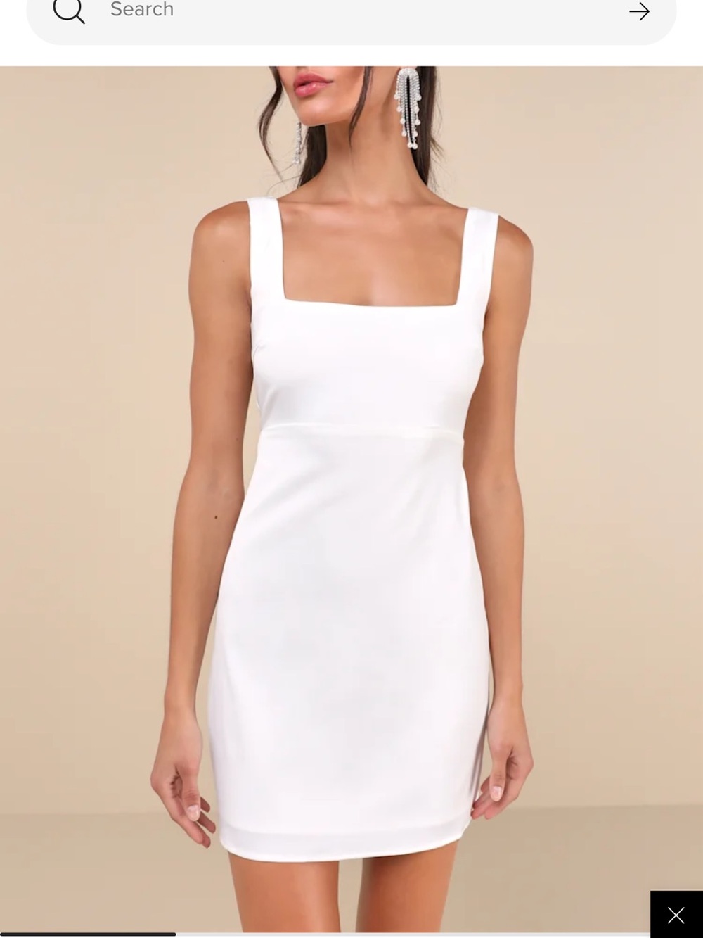 Lulu's White Square Neck Mini Bodycon Dress NWT
